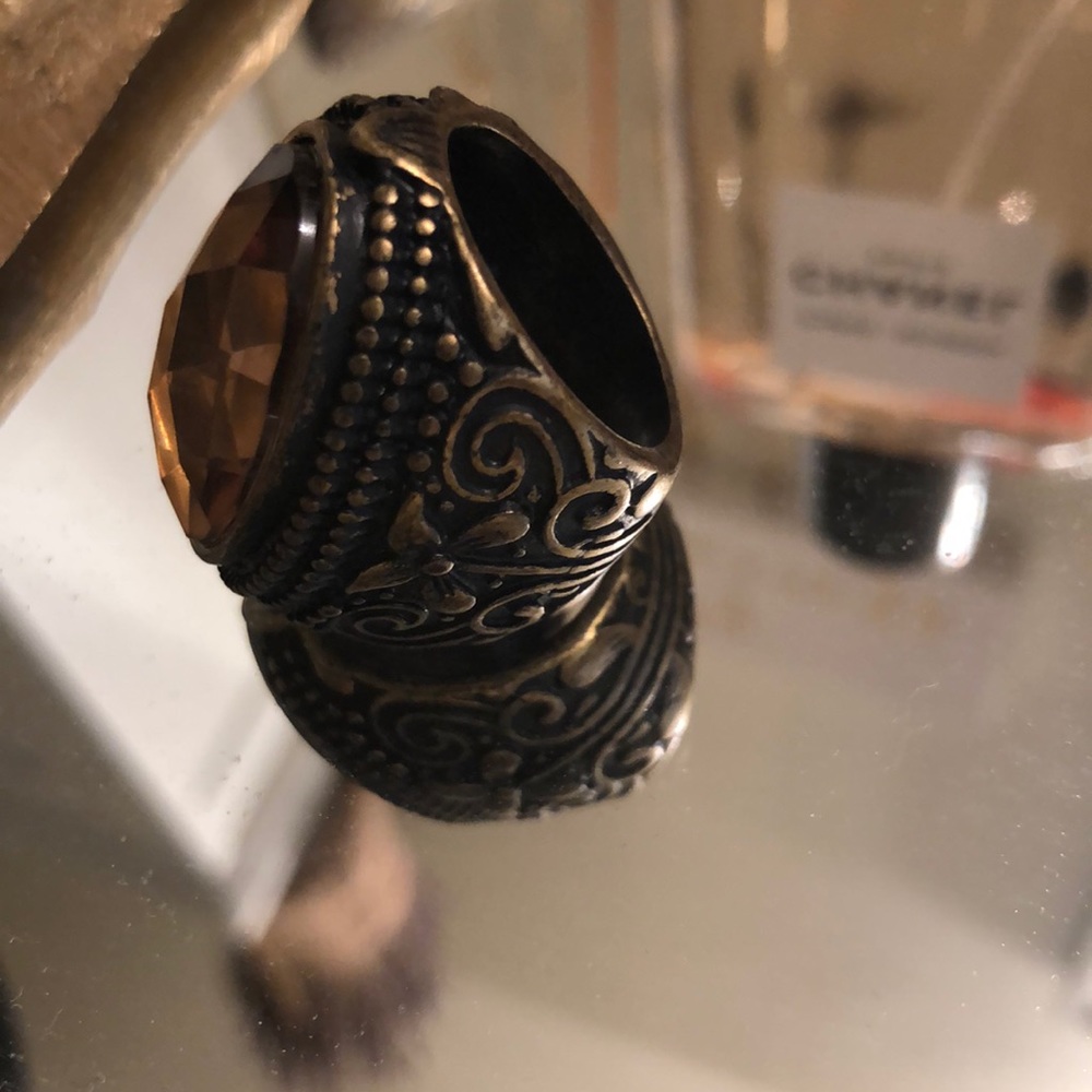 Amber Center Statement Ring - image 3
